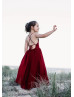 Burgundy Chiffon Lovely Flower Girl Dress